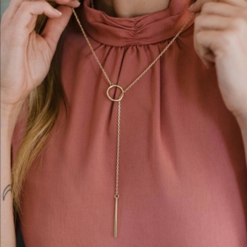Nashelle Gold Drop Lariat Necklace